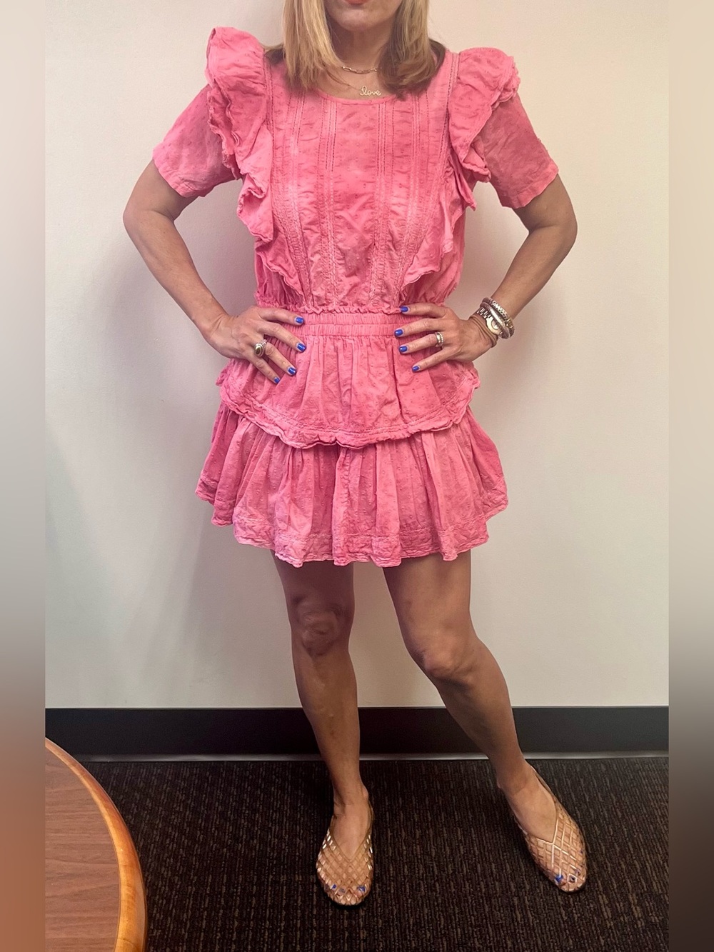 LoveShackFancy Pink Ruffled Mini Dress - Picture 2 of 7